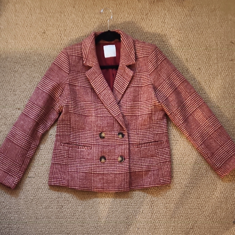 LC Lauren Conrad Red Blazer Double-Breasted Jacket